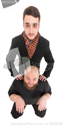 Image of Two Crazy Men Shot Wide-Angle Camera