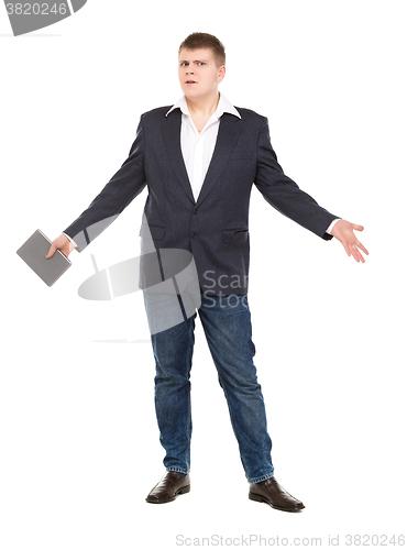 Image of Full Length Portrait Confident Young Businessman with a Modern T