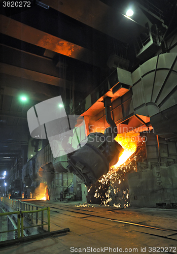 Image of Molten hot steel pouring