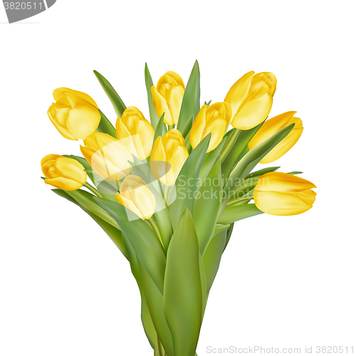 Image of Bouquet of yellow tulips. EPS 10