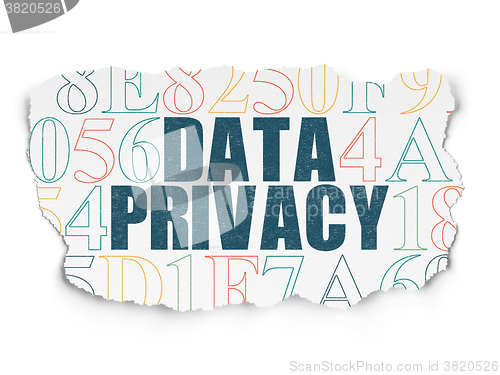 Image of Security concept: Data Privacy on Torn Paper background