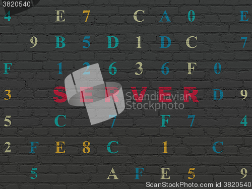 Image of Web design concept: Server on wall background