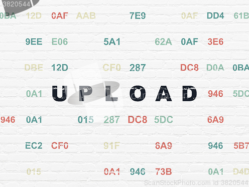 Image of Web design concept: Upload on wall background