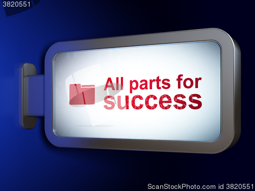 Image of Finance concept: All parts for Success and Folder on billboard background
