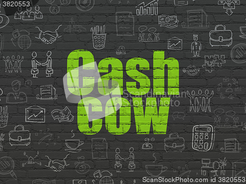 Image of Finance concept: Cash Cow on wall background