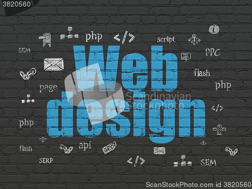 Image of Web development concept: Web Design on wall background