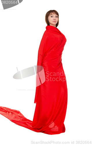 Image of Beautiful Woman in Red Long Dress