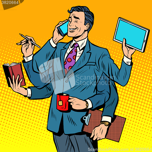 Image of Business successful businessman multitasking