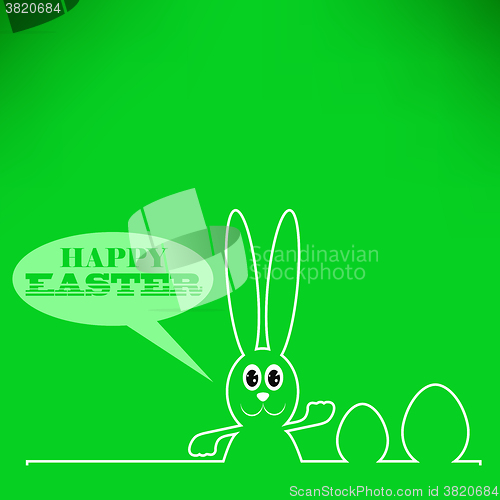 Image of Greeting Card with White Easter Rabbit.