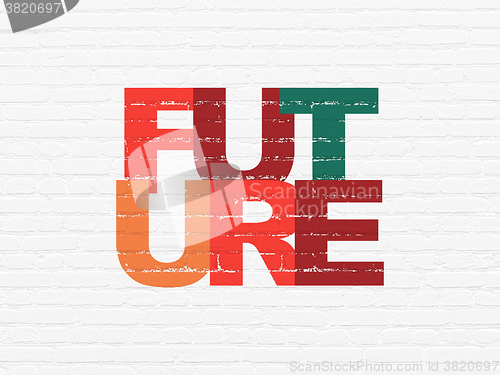 Image of Time concept: Future on wall background