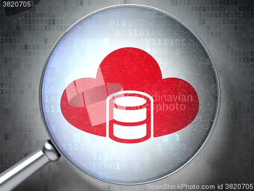 Image of Software concept: Database With Cloud with optical glass on digital background