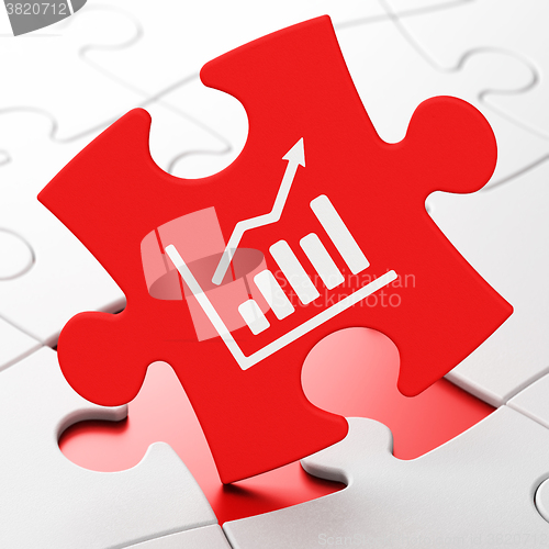 Image of Advertising concept: Growth Graph on puzzle background