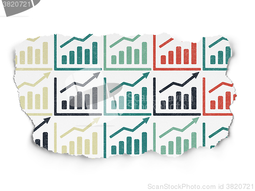 Image of Advertising concept: Growth Graph icons on Torn Paper background
