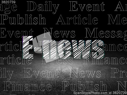 Image of News concept: E-news in grunge dark room