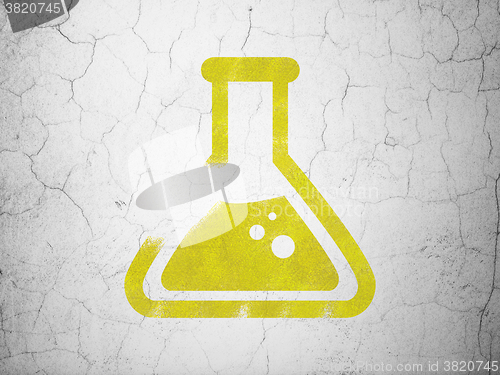 Image of Science concept: Flask on wall background