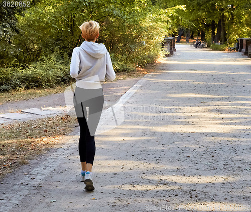 Image of Anorexic woman running in park