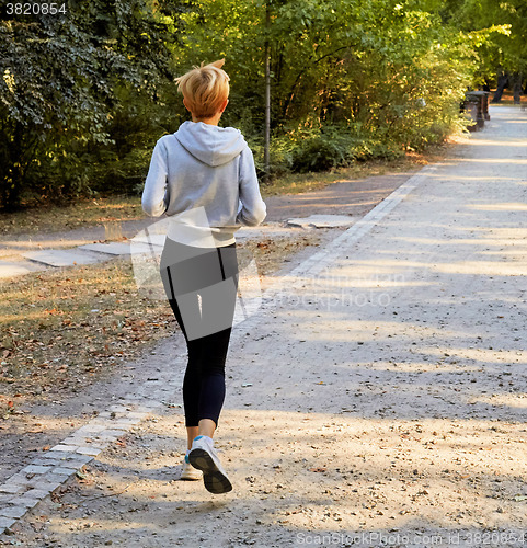 Image of Anorexic woman running in park