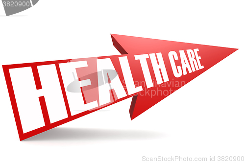 Image of Red arrow with health care word 