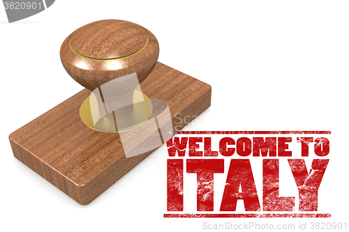 Image of Red rubber stamp with welcome to Italy