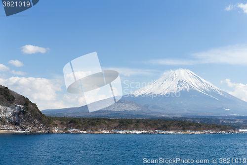Image of Lake Motosu with mountain Fuji