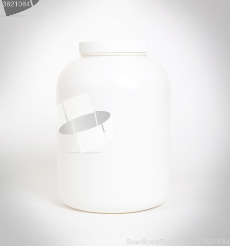 Image of Empty protein powder container