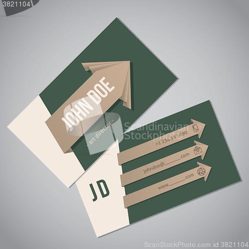 Image of Green business card with arrow ribbons