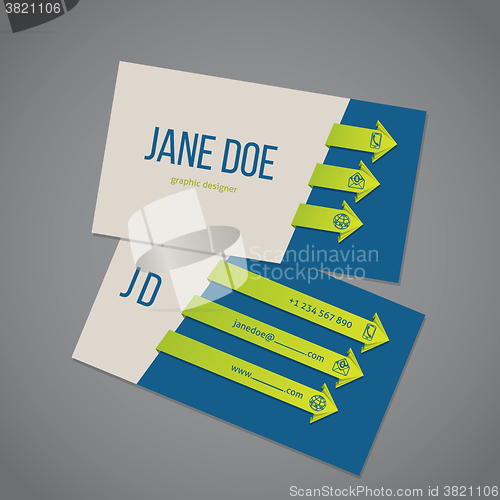 Image of Business card template with arrow ribbons