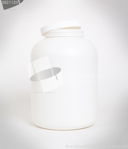 Image of Empty protein powder container