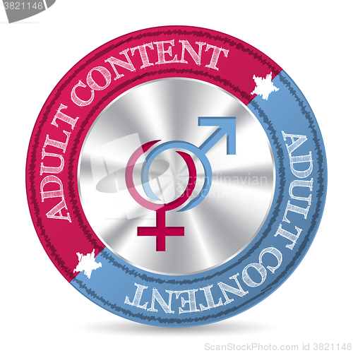 Image of Pink blue adult content badge