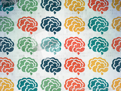 Image of Science concept: Brain icons on Digital Paper background