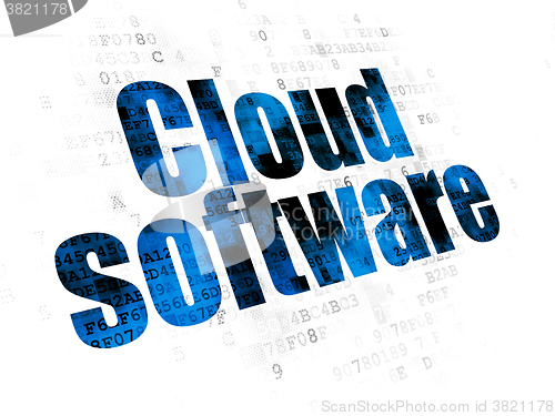 Image of Cloud computing concept: Cloud Software on Digital background