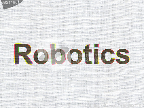 Image of Science concept: Robotics on fabric texture background