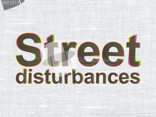 Image of Political concept: Street Disturbances on fabric texture background