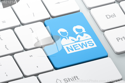 Image of News concept: Anchorman on computer keyboard background