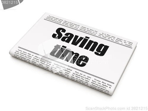 Image of Time concept: newspaper headline Saving Time