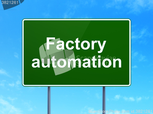 Image of Industry concept: Factory Automation on road sign background