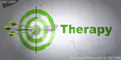 Image of Healthcare concept: target and Therapy on wall background
