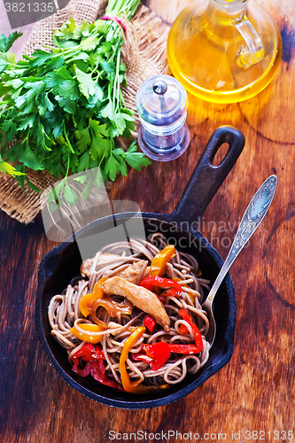 Image of soba with meat and vegetables