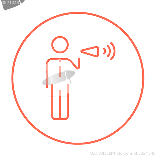 Image of Businessman with megaphone line icon.