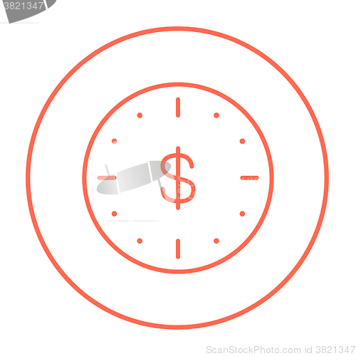 Image of Wall clock with dollar symbol line icon.