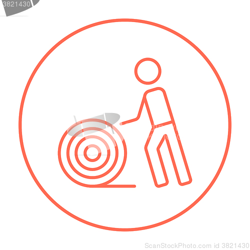 Image of Man with wire spool line icon.