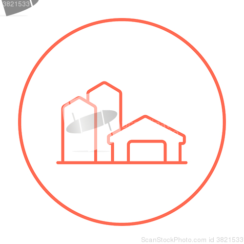 Image of Farm buildings line icon.