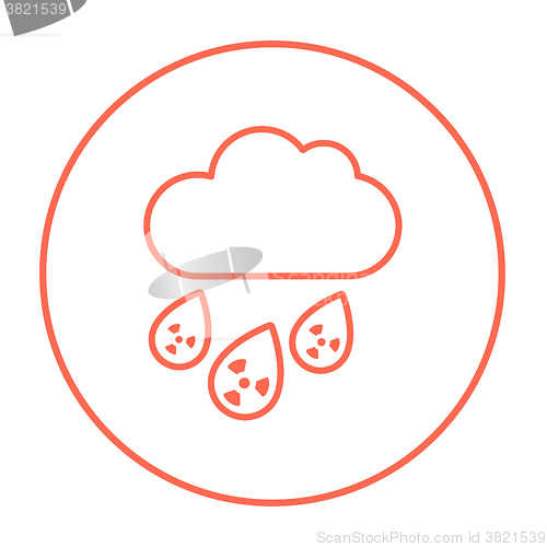 Image of Radioactive cloud and rain line icon.