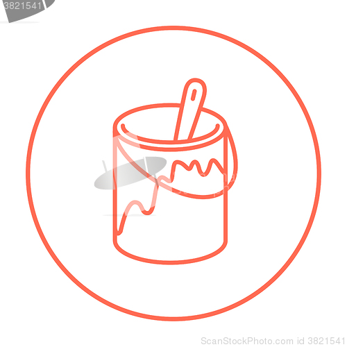 Image of Paint brush in the paint tin line icon.