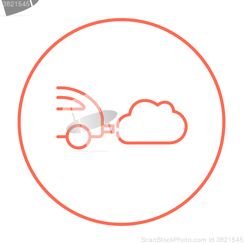Image of Car spewing polluting exhaust line icon.