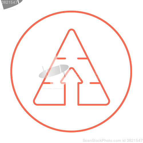 Image of Pyramid with arrow up line icon.