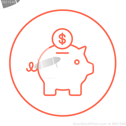 Image of Piggy bank with dollar coin line icon.