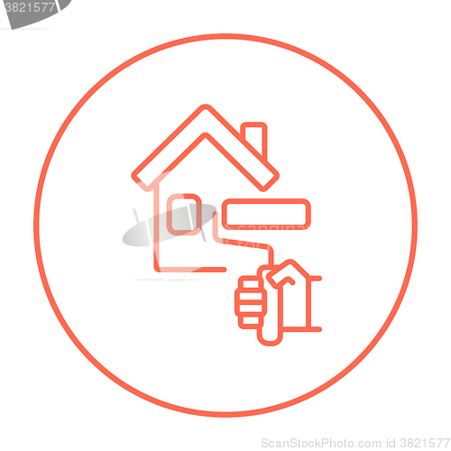 Image of House painting line icon.
