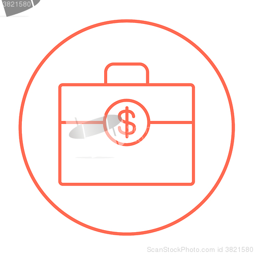 Image of Suitcase with dollar symbol line icon.
