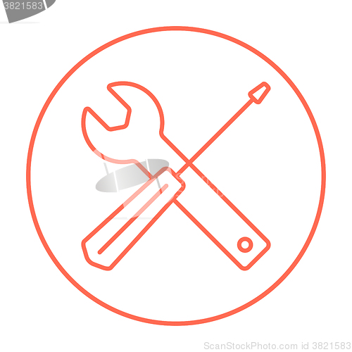 Image of Screwdriver and wrench tools line icon.